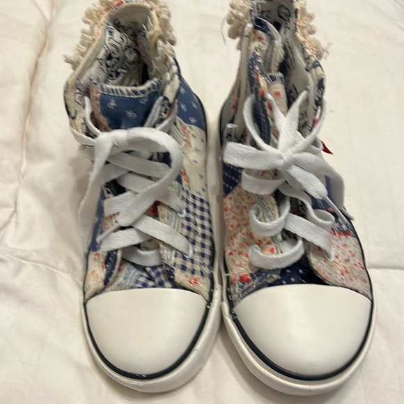 Yeeshow Girls High Top Patchwork Patch Sneakers Blue White 13 US / 30 Euro - Picture 4 of 8